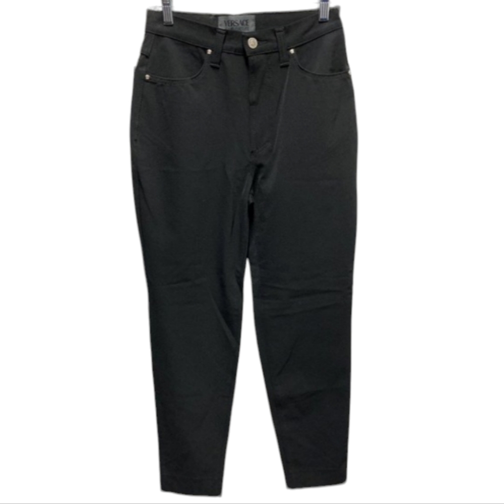 GIANNI VERSACE Size 4 Black Coral Abstract Flat Front Casual Pants main image 1
